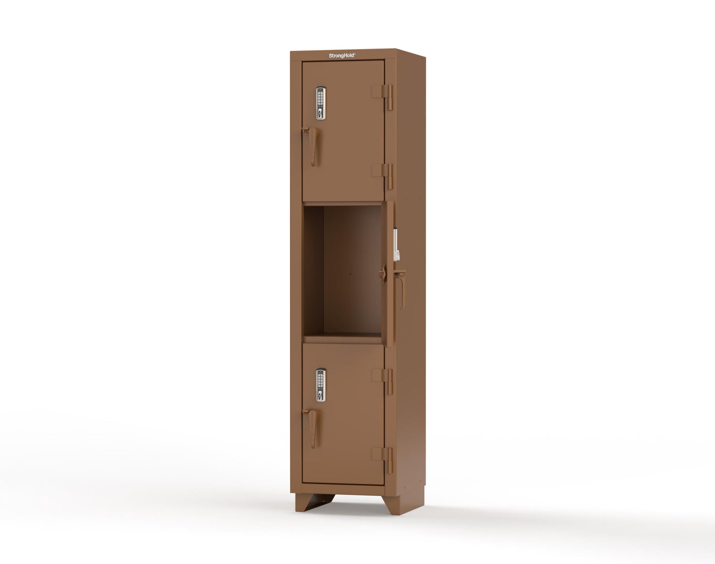 Extra Heavy Duty 14 GA Triple-Tier Locker with Keyless Entry Lock, 3 Compartments – 18 in. W x 18 in. D x 75 in. H - 1.66-3D-18-3T-EK-L-8008