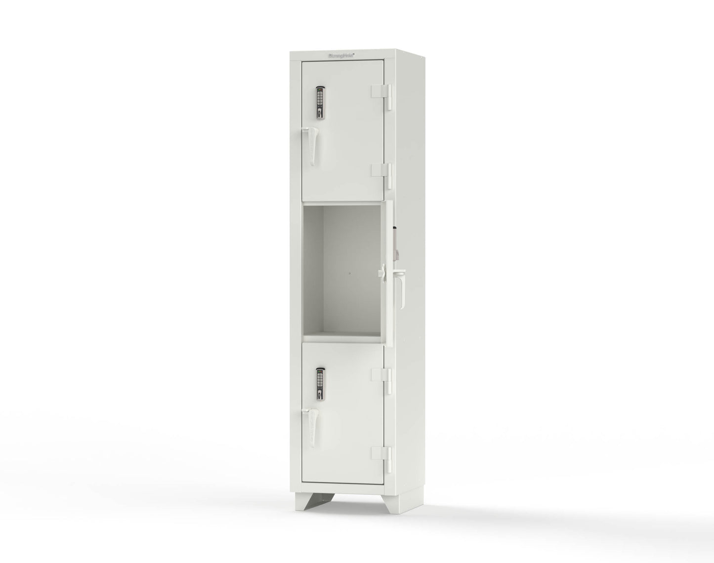 Extra Heavy Duty 14 GA Triple-Tier Locker with Keyless Entry Lock, 3 Compartments – 18 in. W x 18 in. D x 75 in. H - 1.66-3D-18-3T-EK-L-9003