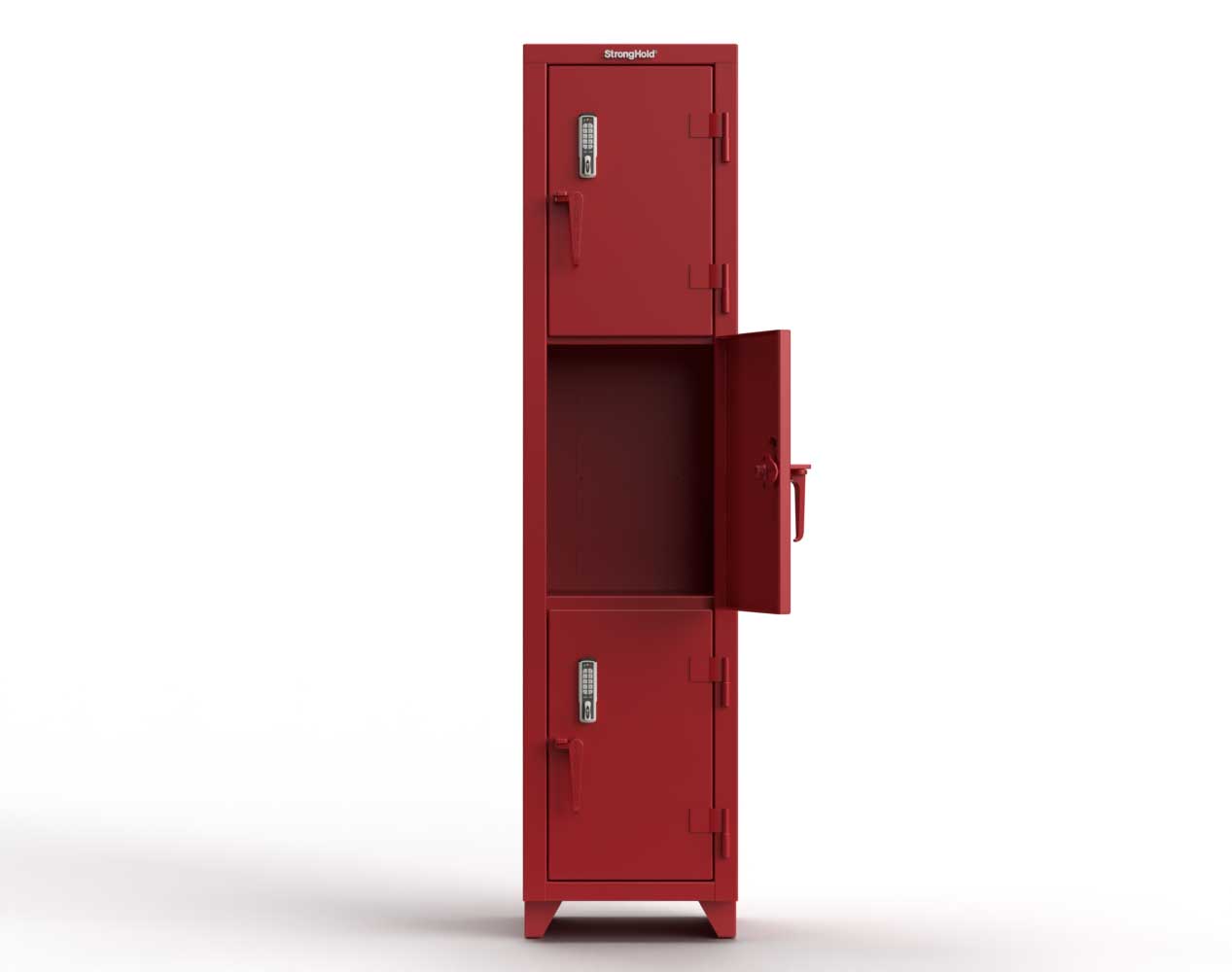 Extra Heavy Duty 14 GA Triple-Tier Locker with Keyless Entry Lock, 3 Compartments – 18 in. W x 18 in. D x 75 in. H