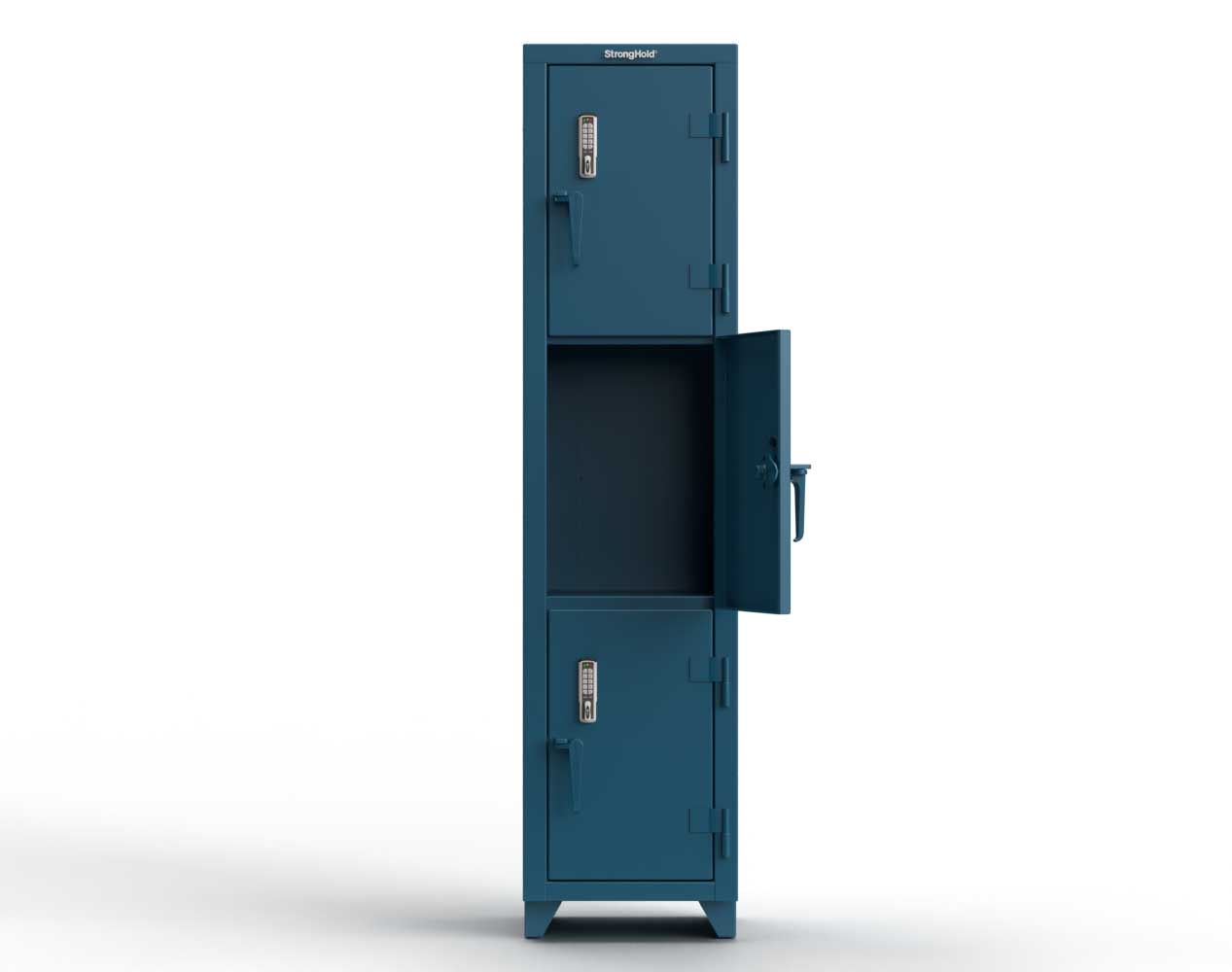 Extra Heavy Duty 14 GA Triple-Tier Locker with Keyless Entry Lock, 3 Compartments – 18 in. W x 18 in. D x 75 in. H