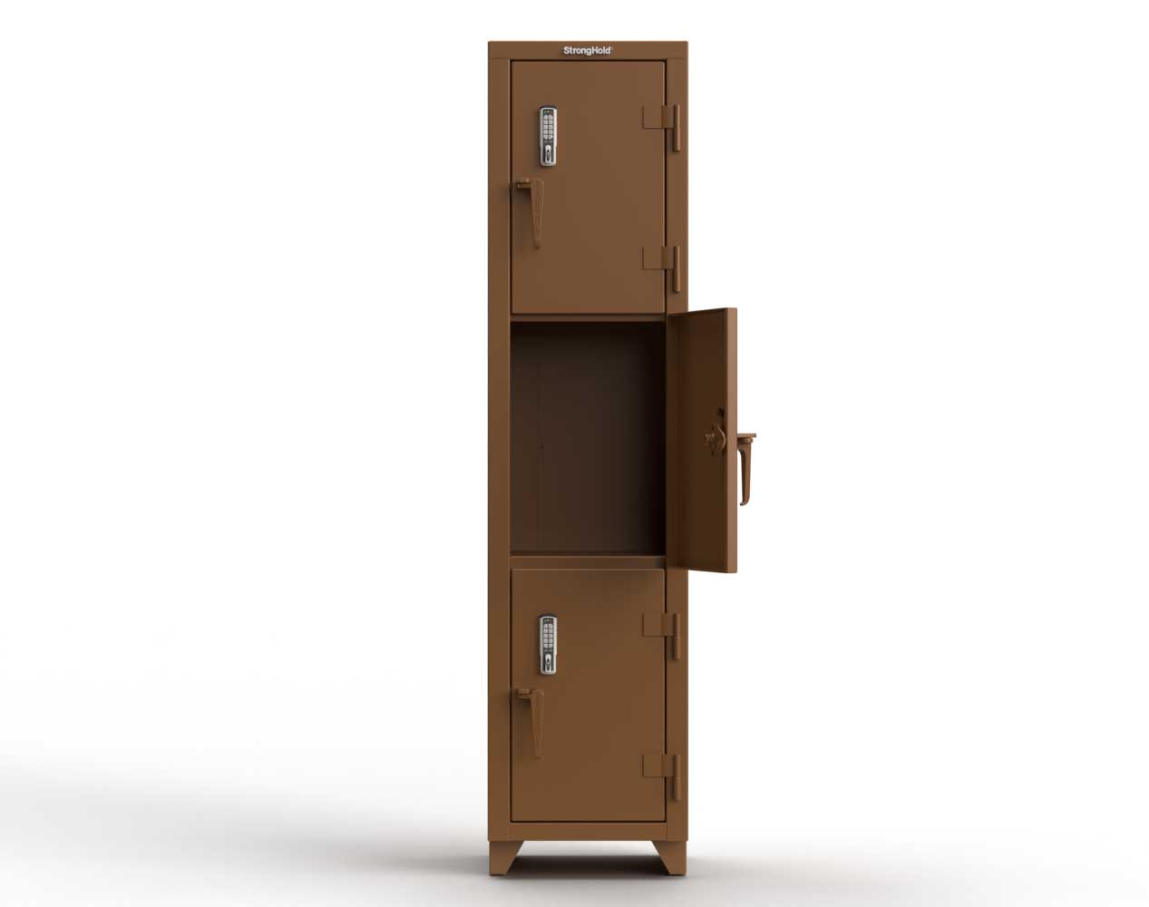 Extra Heavy Duty 14 GA Triple-Tier Locker with Keyless Entry Lock, 3 Compartments – 18 in. W x 18 in. D x 75 in. H