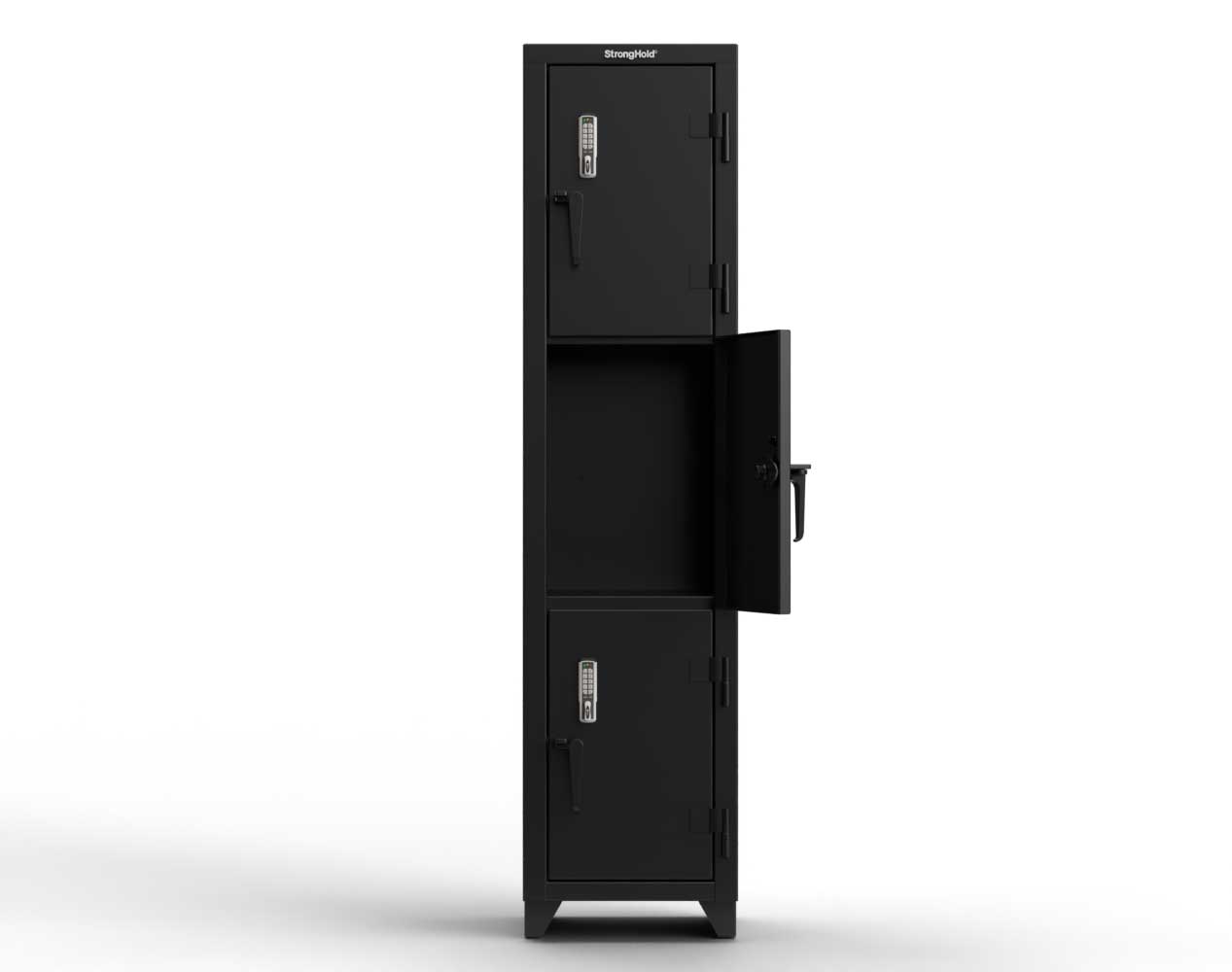 Extra Heavy Duty 14 GA Triple-Tier Locker with Keyless Entry Lock, 3 Compartments – 18 in. W x 18 in. D x 75 in. H