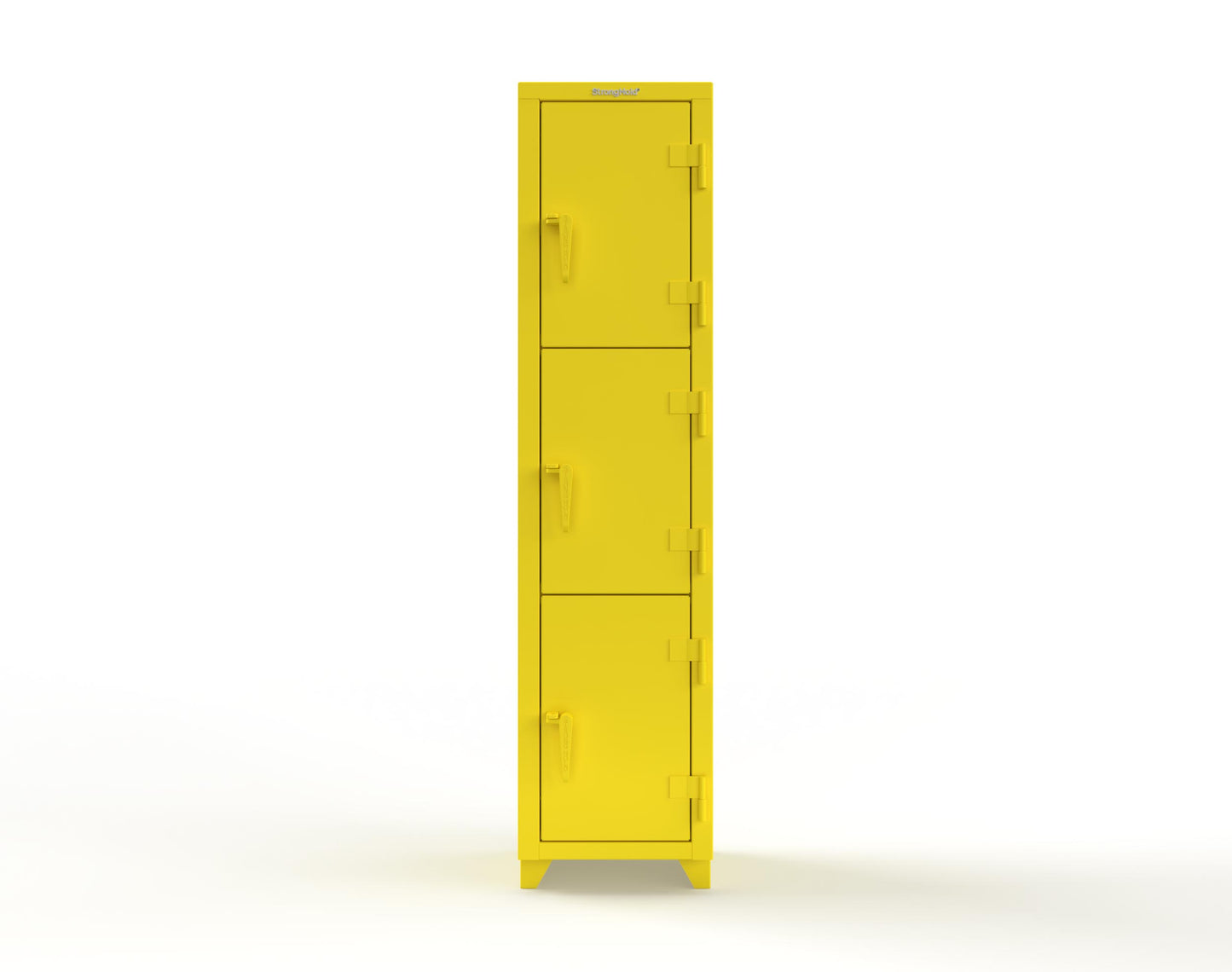 Extra Heavy Duty 14 GA Triple-Tier Locker, 3 Compartments - 18 in. W x 18 in. D x 75 in. H - 1.66-3D-18-3T-L-1021