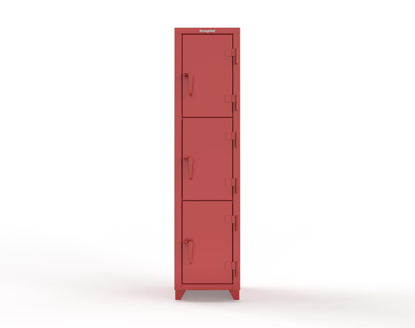 Extra Heavy Duty 14 GA Triple-Tier Locker, 3 Compartments - 18 in. W x 18 in. D x 75 in. H - 1.66-3D-18-3T-L-3001