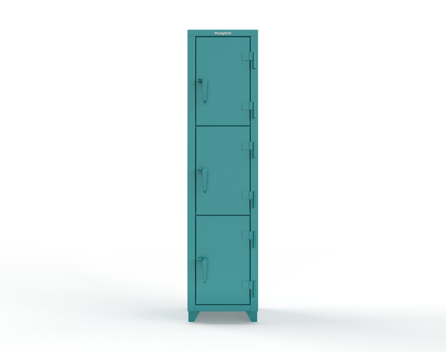 Extra Heavy Duty 14 GA Triple-Tier Locker, 3 Compartments - 18 in. W x 18 in. D x 75 in. H - 1.66-3D-18-3T-L-5021