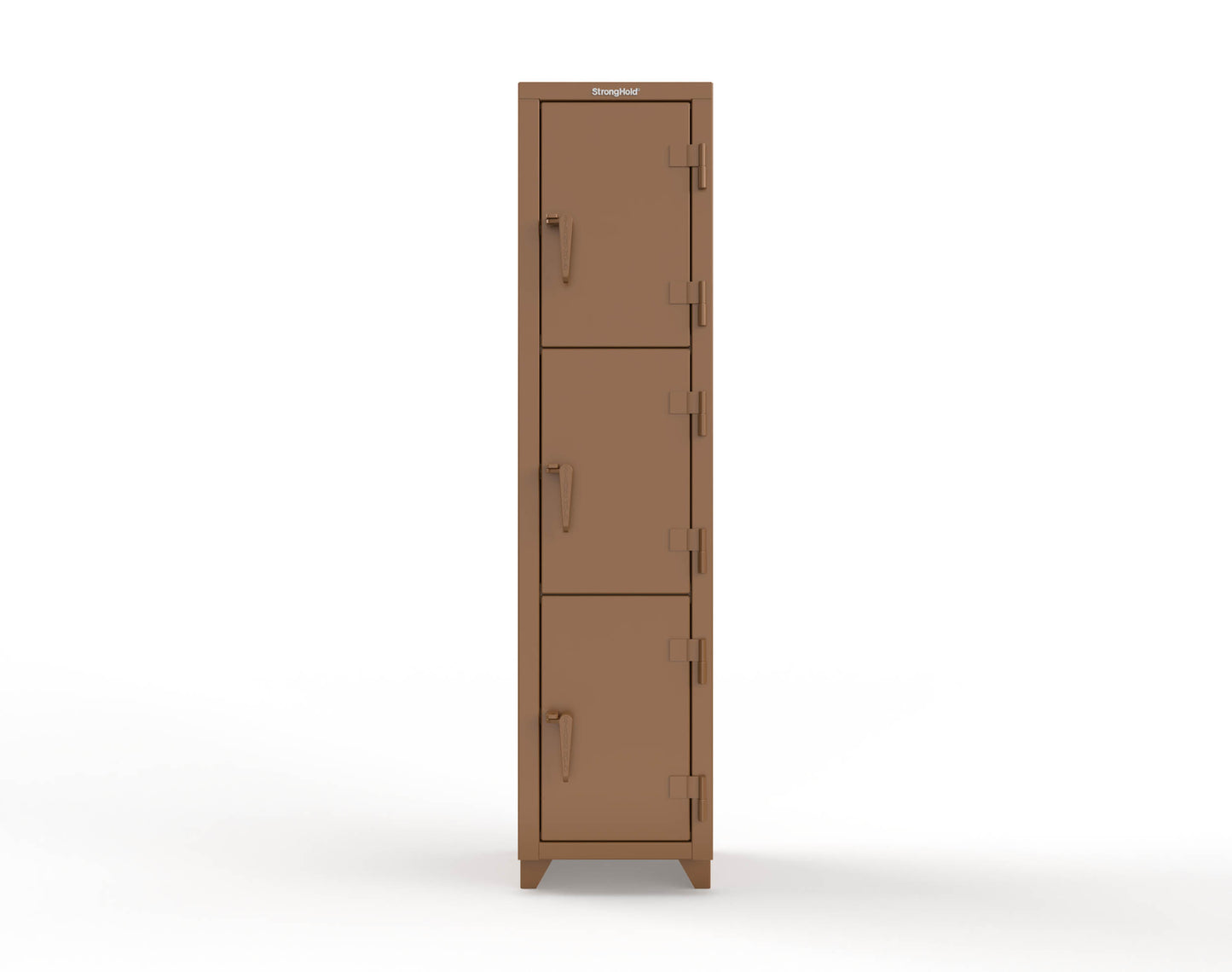 Extra Heavy Duty 14 GA Triple-Tier Locker, 3 Compartments - 18 in. W x 18 in. D x 75 in. H - 1.66-3D-18-3T-L-8008