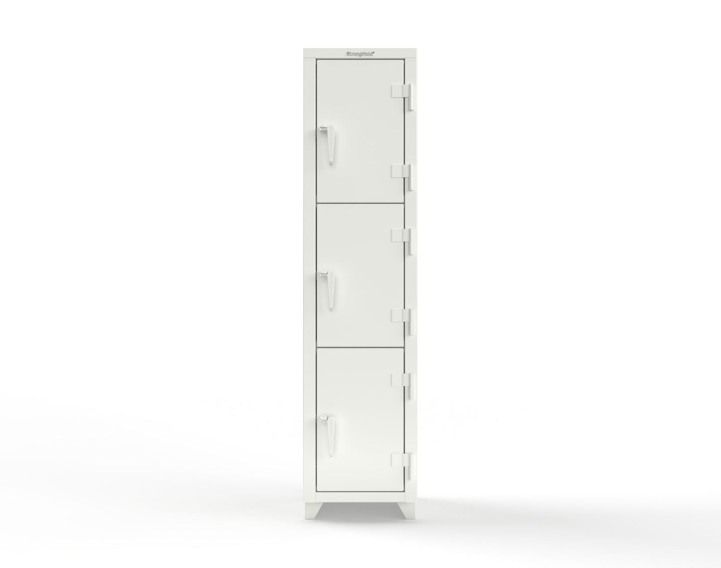 Extra Heavy Duty 14 GA Triple-Tier Locker, 3 Compartments - 18 in. W x 18 in. D x 75 in. H - 1.66-3D-18-3T-L-9003