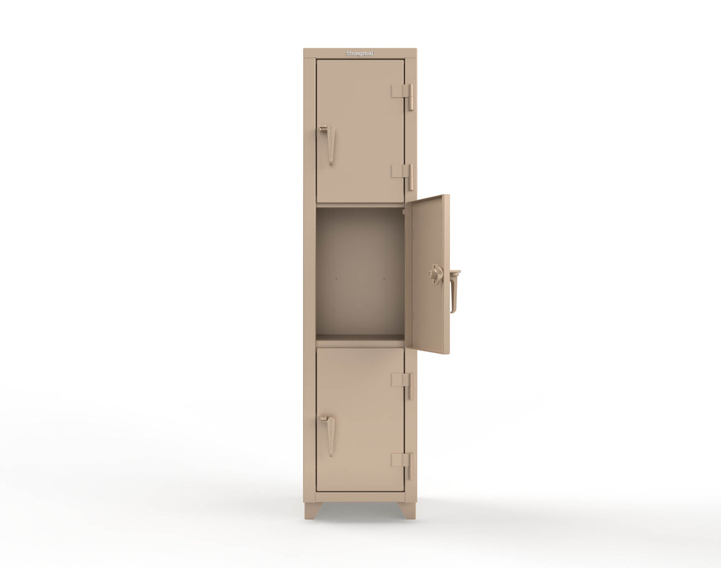 Extra Heavy Duty 14 GA Triple-Tier Locker, 3 Compartments - 18 in. W x 18 in. D x 75 in. H - 1.66-3D-18-3T-L-1019