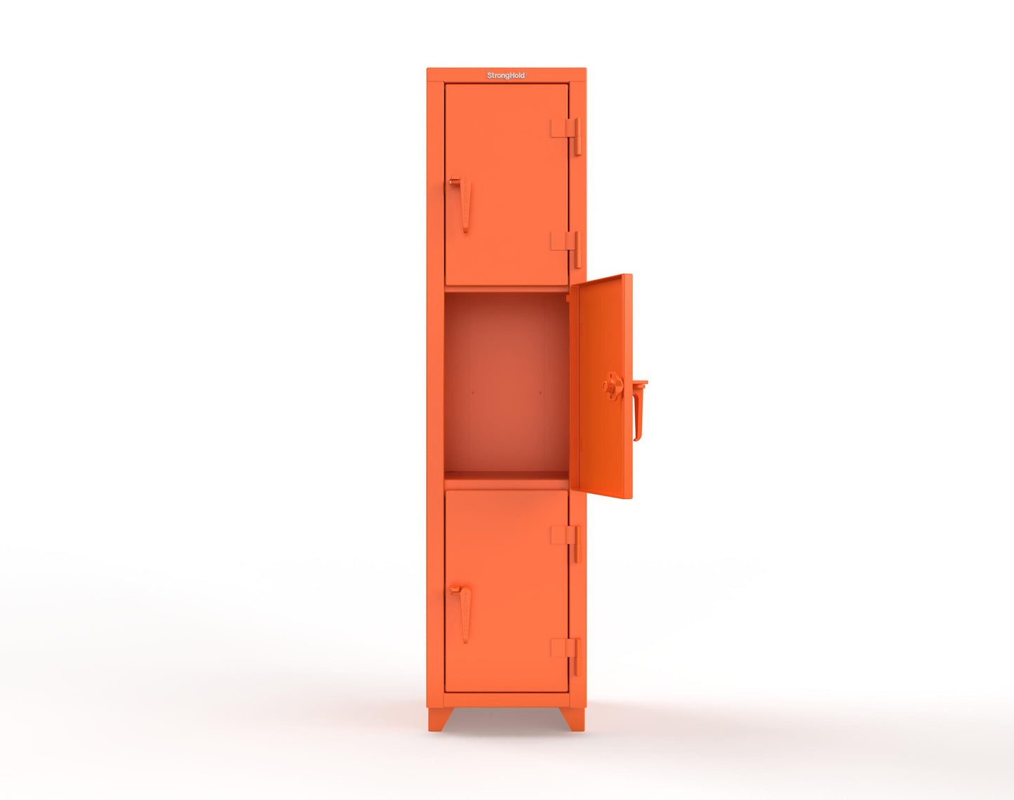 Extra Heavy Duty 14 GA Triple-Tier Locker, 3 Compartments - 18 in. W x 18 in. D x 75 in. H - 1.66-3D-18-3T-L-2009