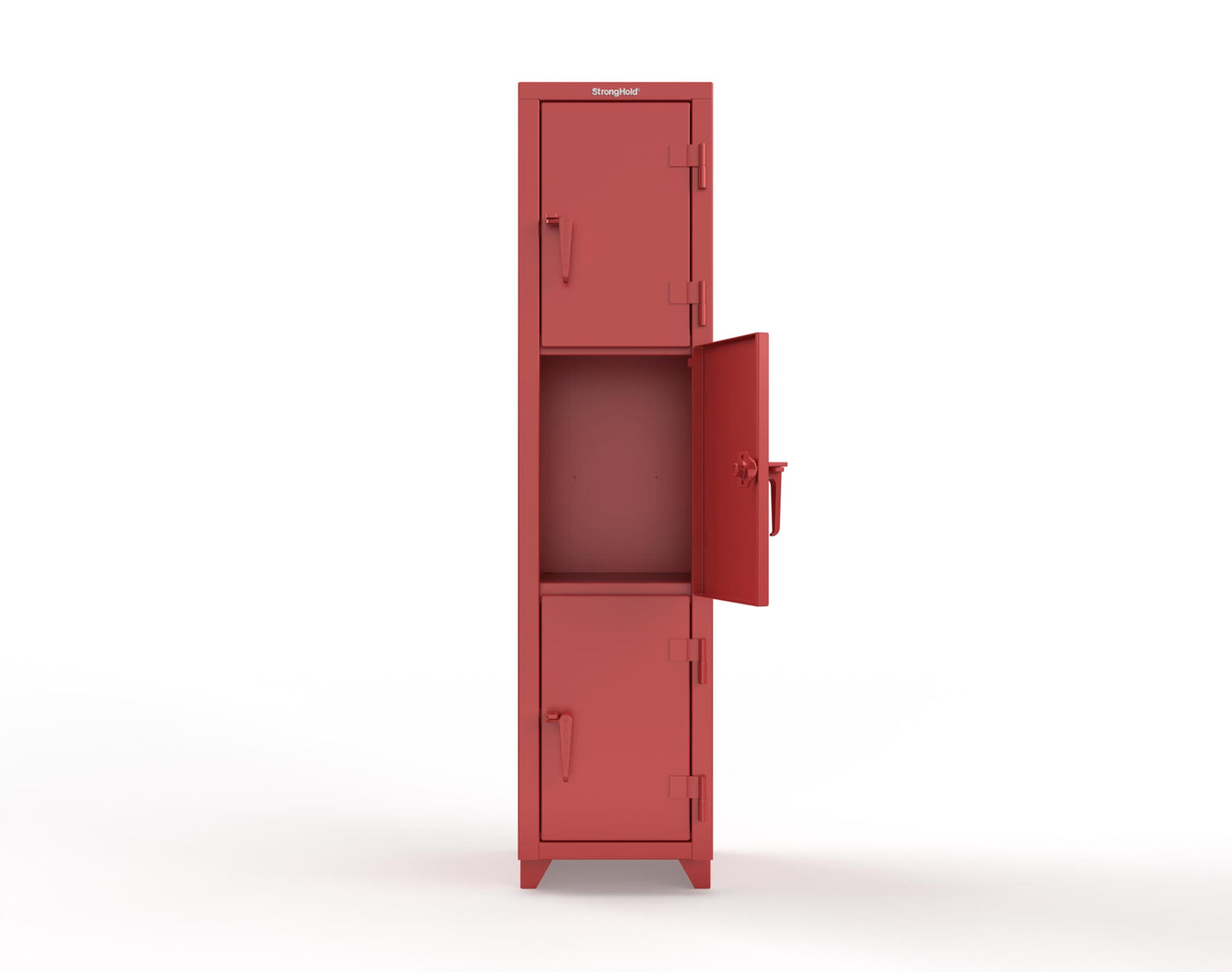 Extra Heavy Duty 14 GA Triple-Tier Locker, 3 Compartments - 18 in. W x 18 in. D x 75 in. H - 1.66-3D-18-3T-L-3001