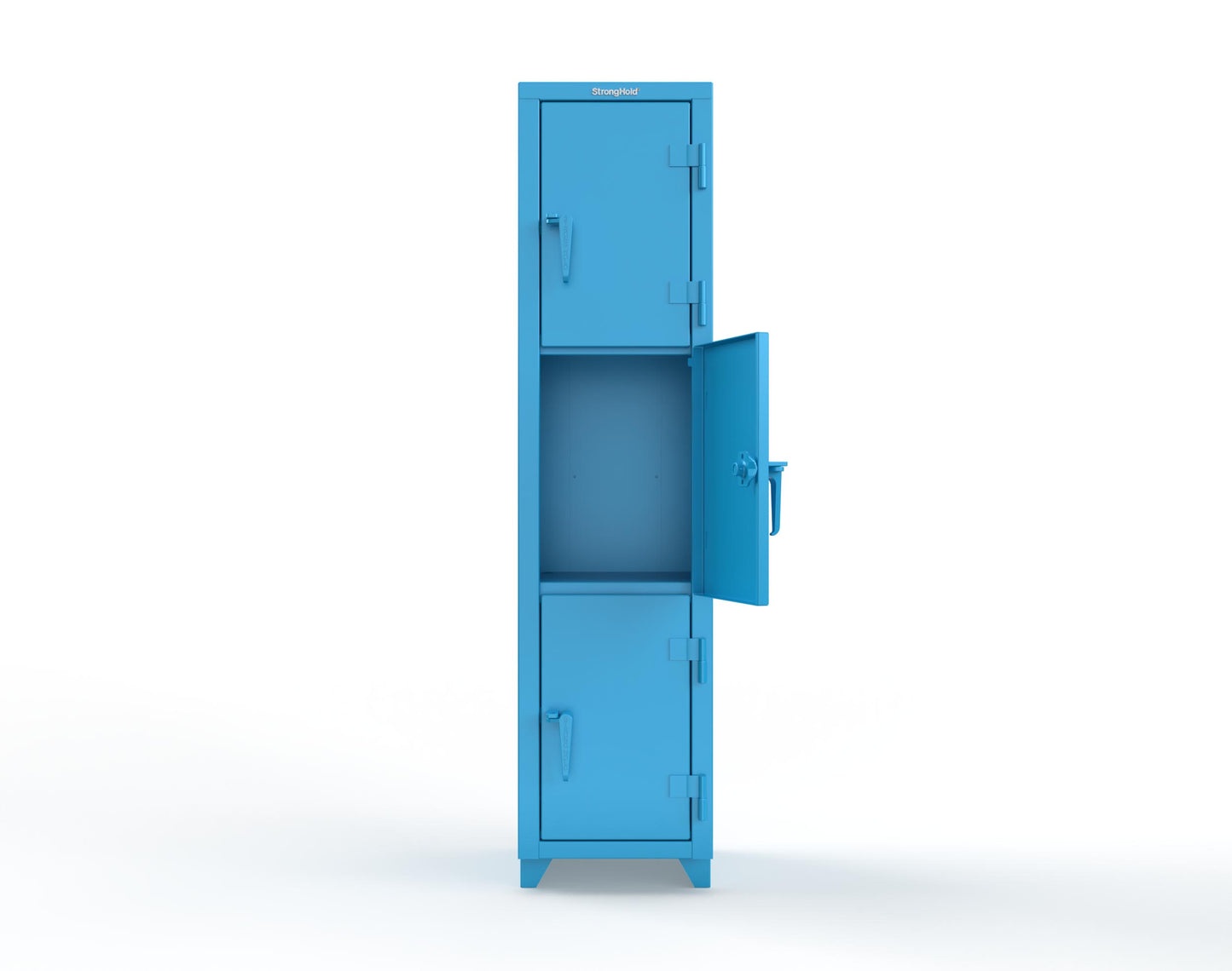 Extra Heavy Duty 14 GA Triple-Tier Locker, 3 Compartments - 18 in. W x 18 in. D x 75 in. H - 1.66-3D-18-3T-L-5012