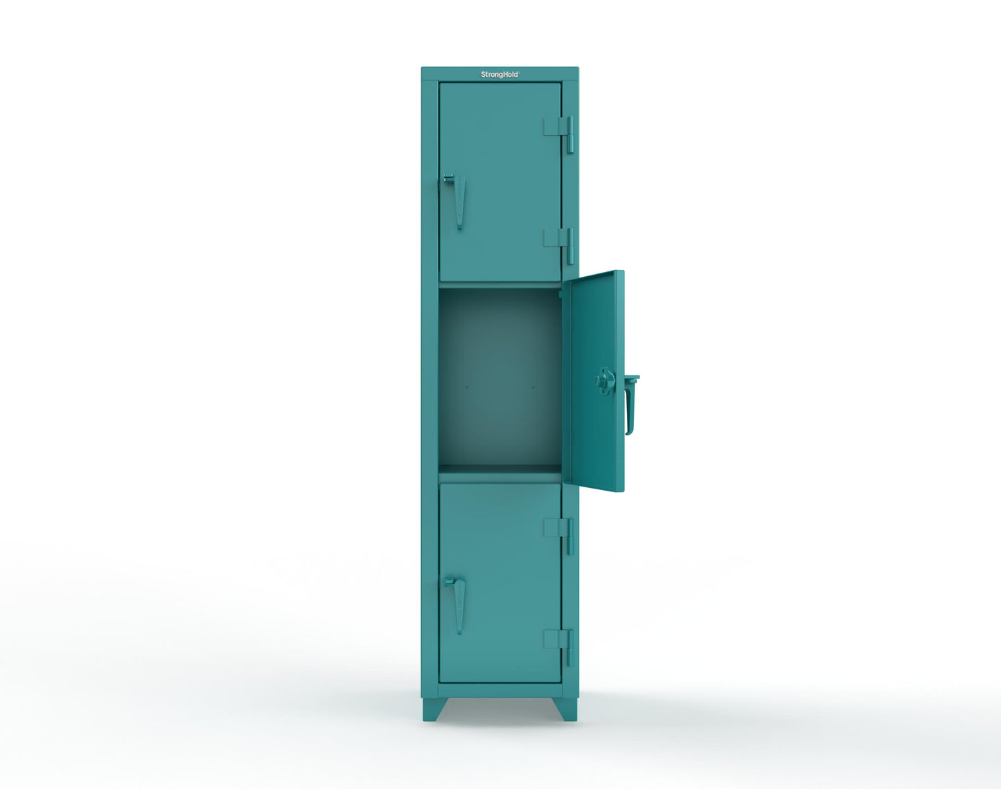 Extra Heavy Duty 14 GA Triple-Tier Locker, 3 Compartments - 18 in. W x 18 in. D x 75 in. H - 1.66-3D-18-3T-L-5021