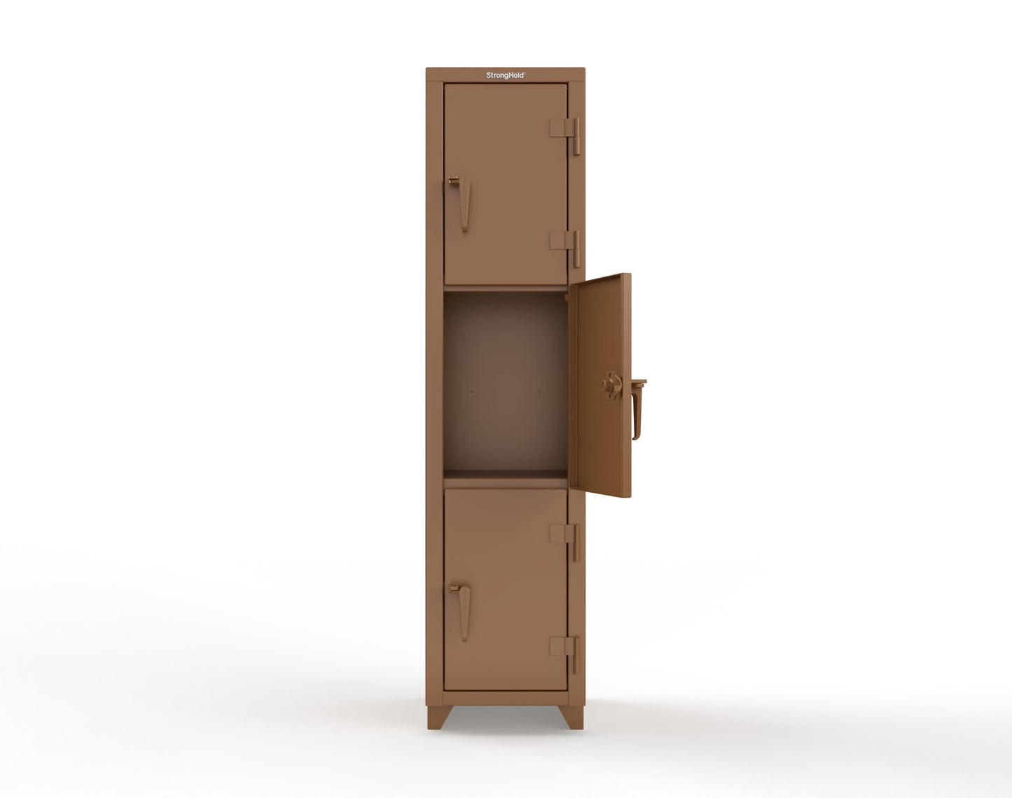 Extra Heavy Duty 14 GA Triple-Tier Locker, 3 Compartments - 18 in. W x 18 in. D x 75 in. H - 1.66-3D-18-3T-L-8008