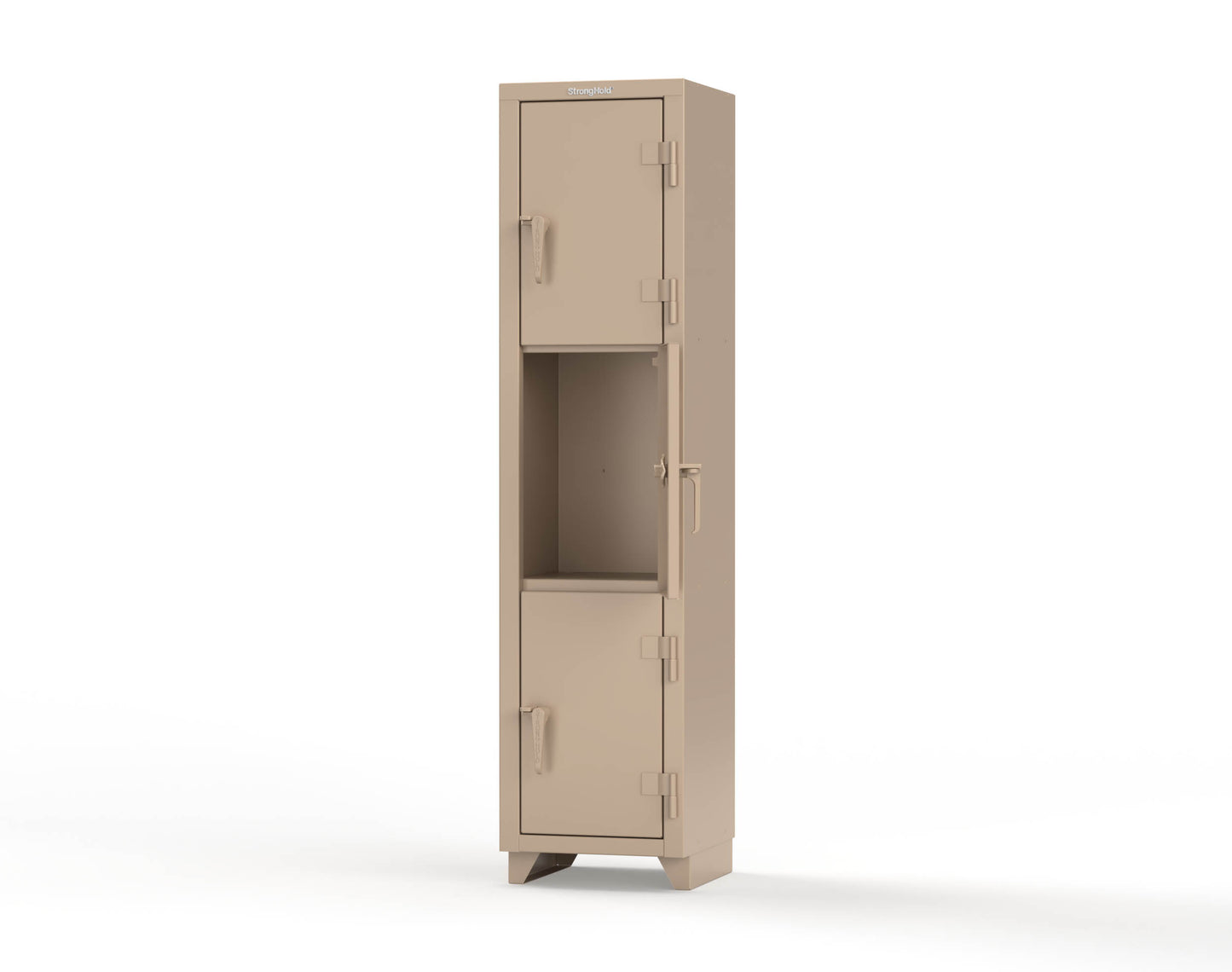 Extra Heavy Duty 14 GA Triple-Tier Locker, 3 Compartments - 18 in. W x 18 in. D x 75 in. H - 1.66-3D-18-3T-L-1019