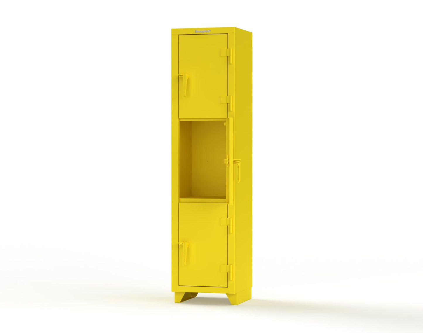 Extra Heavy Duty 14 GA Triple-Tier Locker, 3 Compartments - 18 in. W x 18 in. D x 75 in. H - 1.66-3D-18-3T-L-1021
