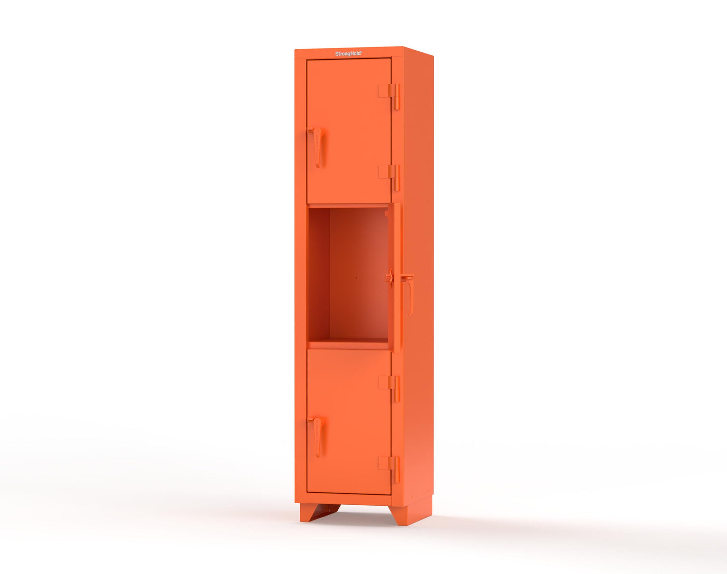 Extra Heavy Duty 14 GA Triple-Tier Locker, 3 Compartments - 18 in. W x 18 in. D x 75 in. H - 1.66-3D-18-3T-L-2009