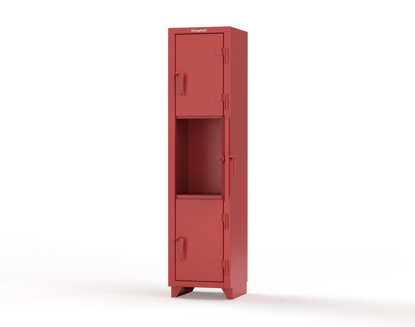 Extra Heavy Duty 14 GA Triple-Tier Locker, 3 Compartments - 18 in. W x 18 in. D x 75 in. H - 1.66-3D-18-3T-L-3001