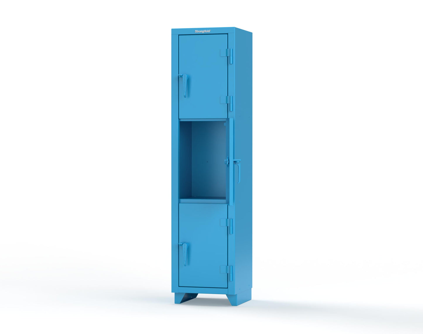 Extra Heavy Duty 14 GA Triple-Tier Locker, 3 Compartments - 18 in. W x 18 in. D x 75 in. H - 1.66-3D-18-3T-L-5012