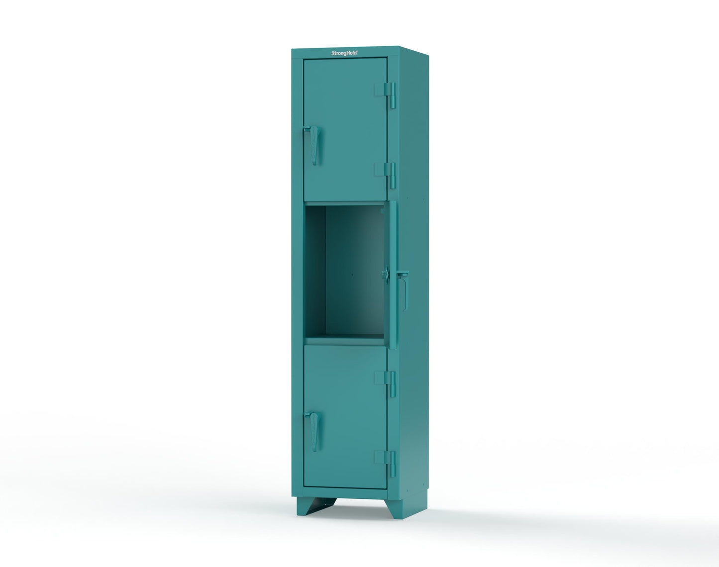 Extra Heavy Duty 14 GA Triple-Tier Locker, 3 Compartments - 18 in. W x 18 in. D x 75 in. H - 1.66-3D-18-3T-L-5021