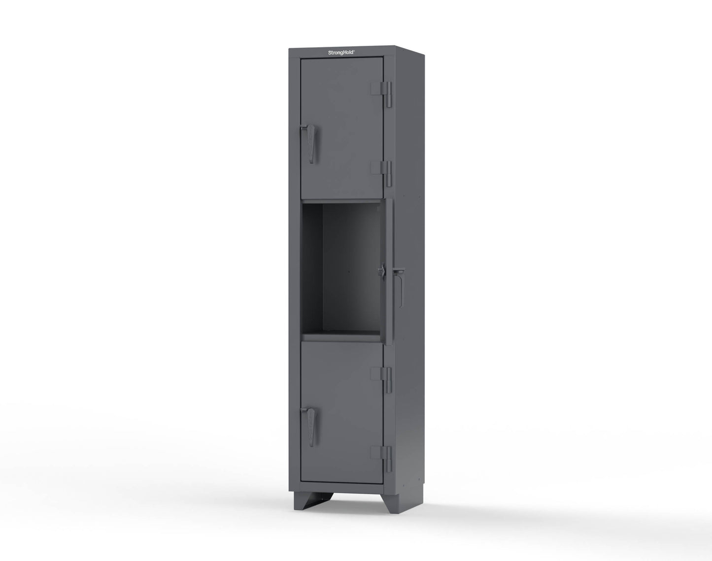 Extra Heavy Duty 14 GA Triple-Tier Locker, 3 Compartments - 18 in. W x 18 in. D x 75 in. H - 1.66-3D-18-3T-L-7024