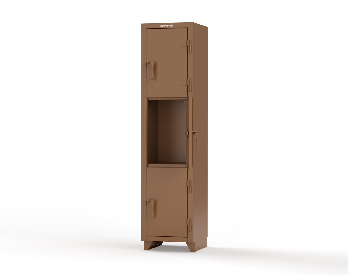 Extra Heavy Duty 14 GA Triple-Tier Locker, 3 Compartments - 18 in. W x 18 in. D x 75 in. H - 1.66-3D-18-3T-L-8008