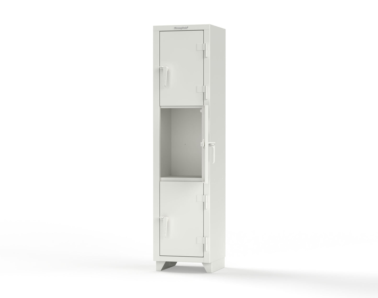 Extra Heavy Duty 14 GA Triple-Tier Locker, 3 Compartments - 18 in. W x 18 in. D x 75 in. H - 1.66-3D-18-3T-L-9003