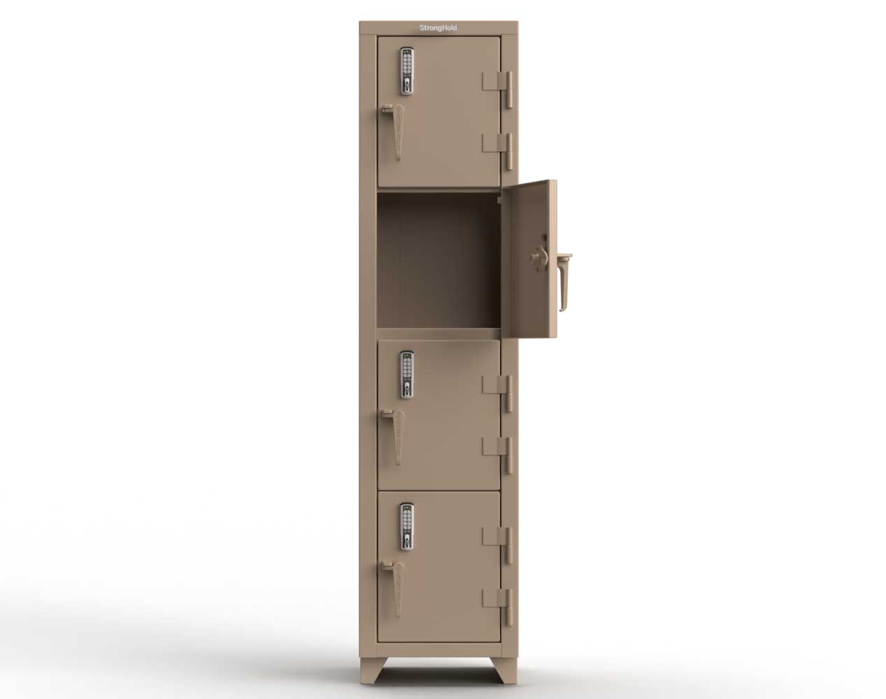 Extra Heavy Duty 14 GA 4-Tier Locker with Keyless Entry Lock, 4 Compartments - 18 in. W x 18 in. D x 75 in. H