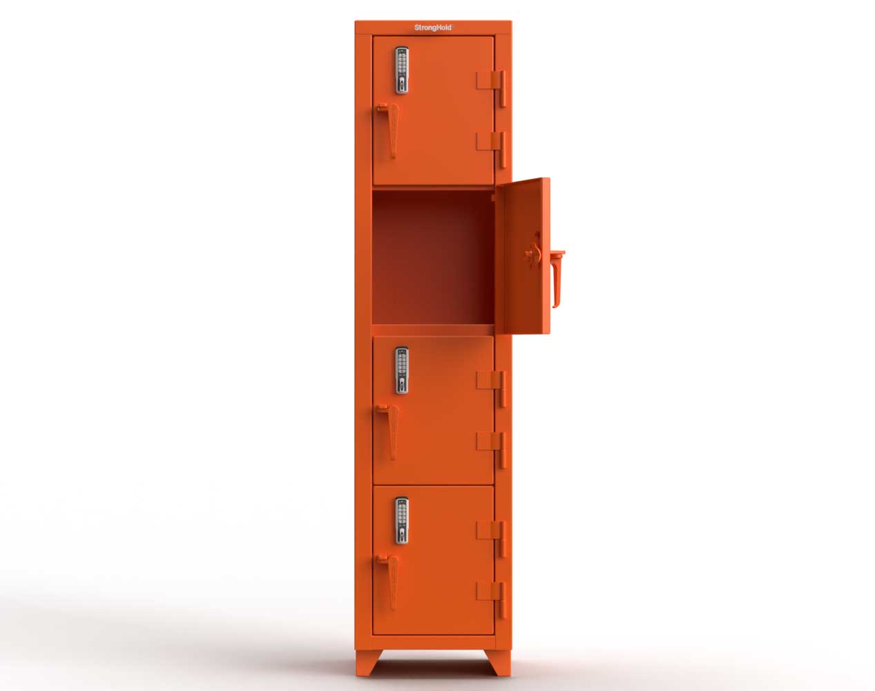Extra Heavy Duty 14 GA 4-Tier Locker with Keyless Entry Lock, 4 Compartments - 18 in. W x 18 in. D x 75 in. H
