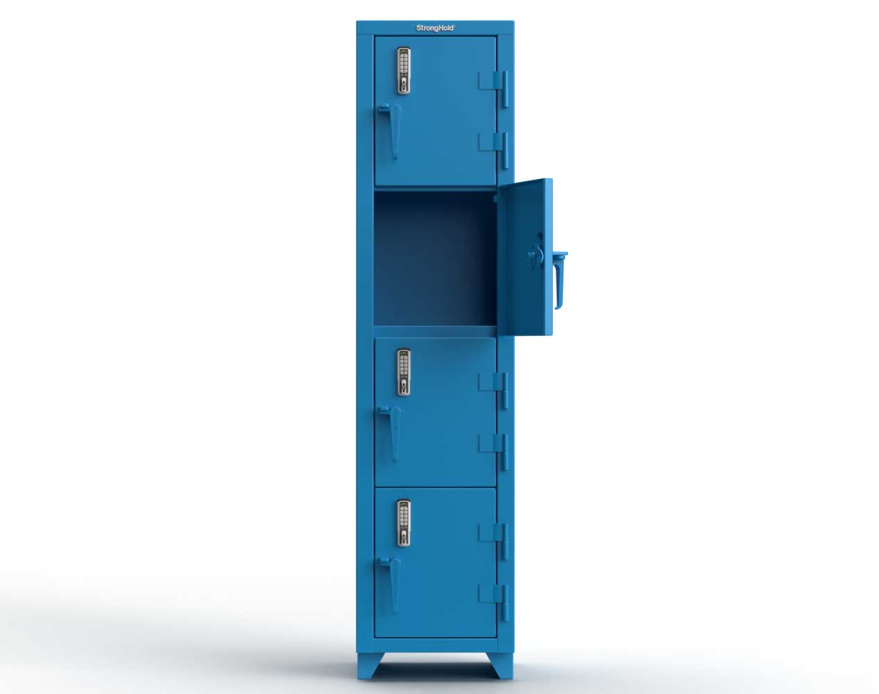 Extra Heavy Duty 14 GA 4-Tier Locker with Keyless Entry Lock, 4 Compartments - 18 in. W x 18 in. D x 75 in. H