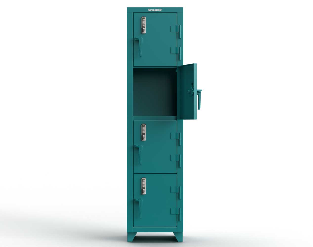 Extra Heavy Duty 14 GA 4-Tier Locker with Keyless Entry Lock, 4 Compartments - 18 in. W x 18 in. D x 75 in. H