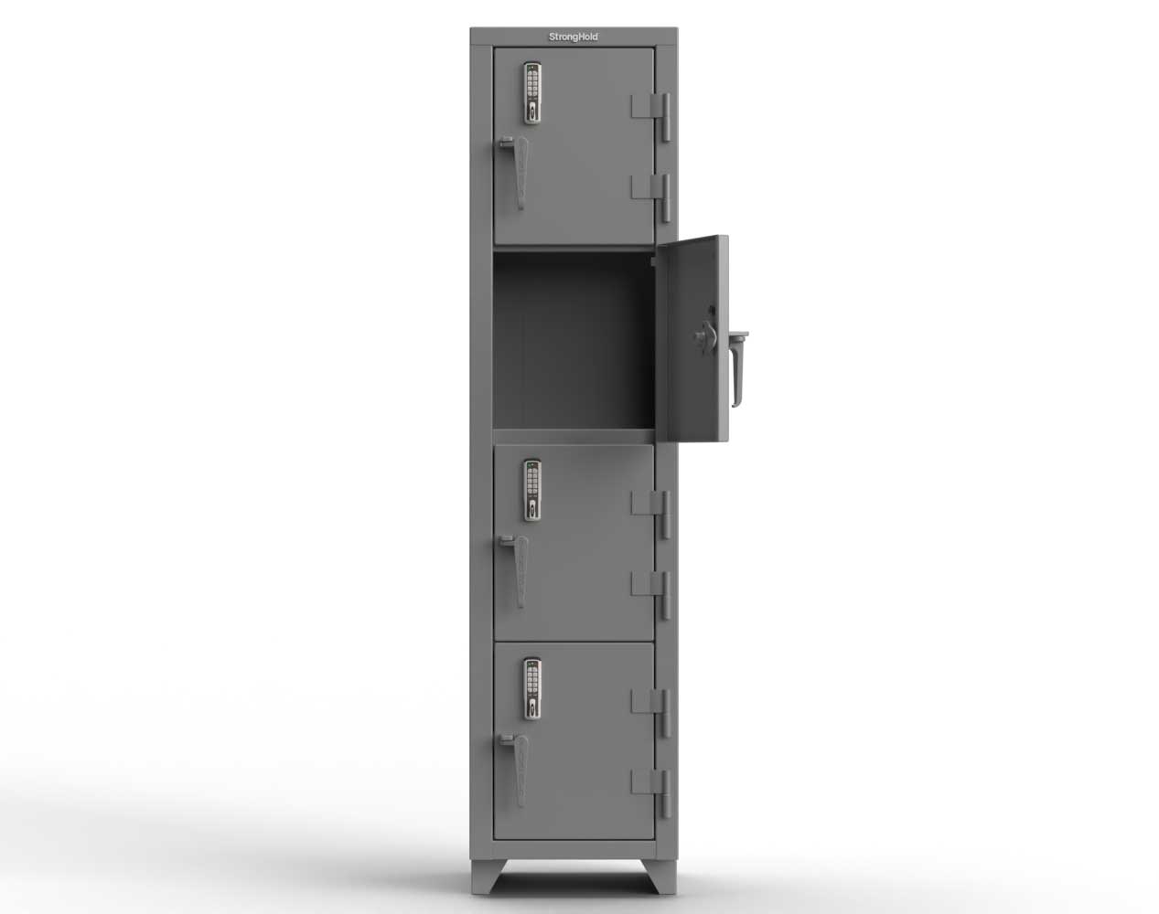 Extra Heavy Duty 14 GA 4-Tier Locker with Keyless Entry Lock, 4 Compartments - 18 in. W x 18 in. D x 75 in. H