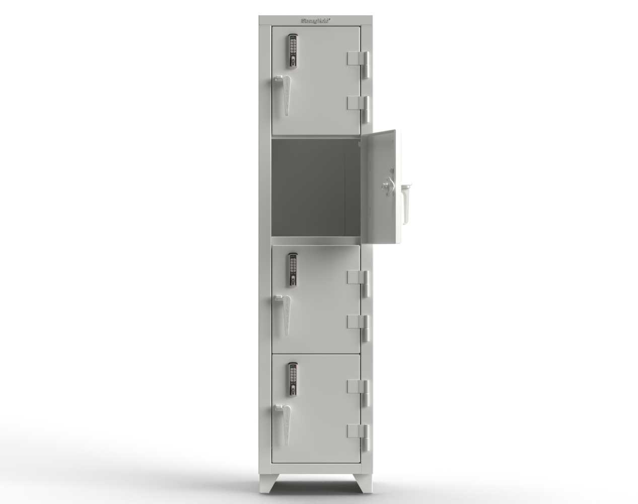 Extra Heavy Duty 14 GA 4-Tier Locker with Keyless Entry Lock, 4 Compartments - 18 in. W x 18 in. D x 75 in. H