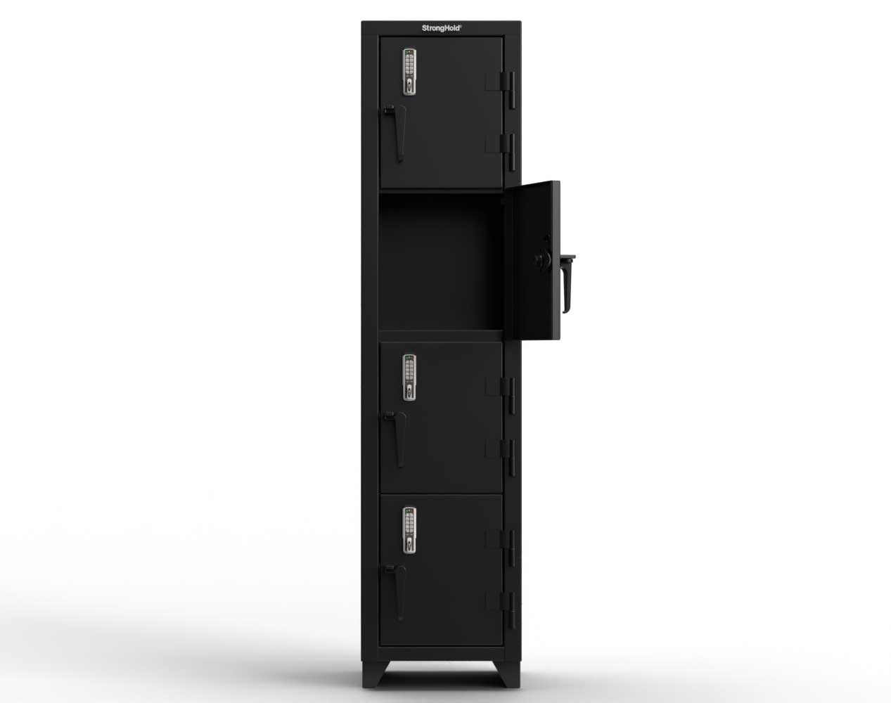 Extra Heavy Duty 14 GA 4-Tier Locker with Keyless Entry Lock, 4 Compartments - 18 in. W x 18 in. D x 75 in. H