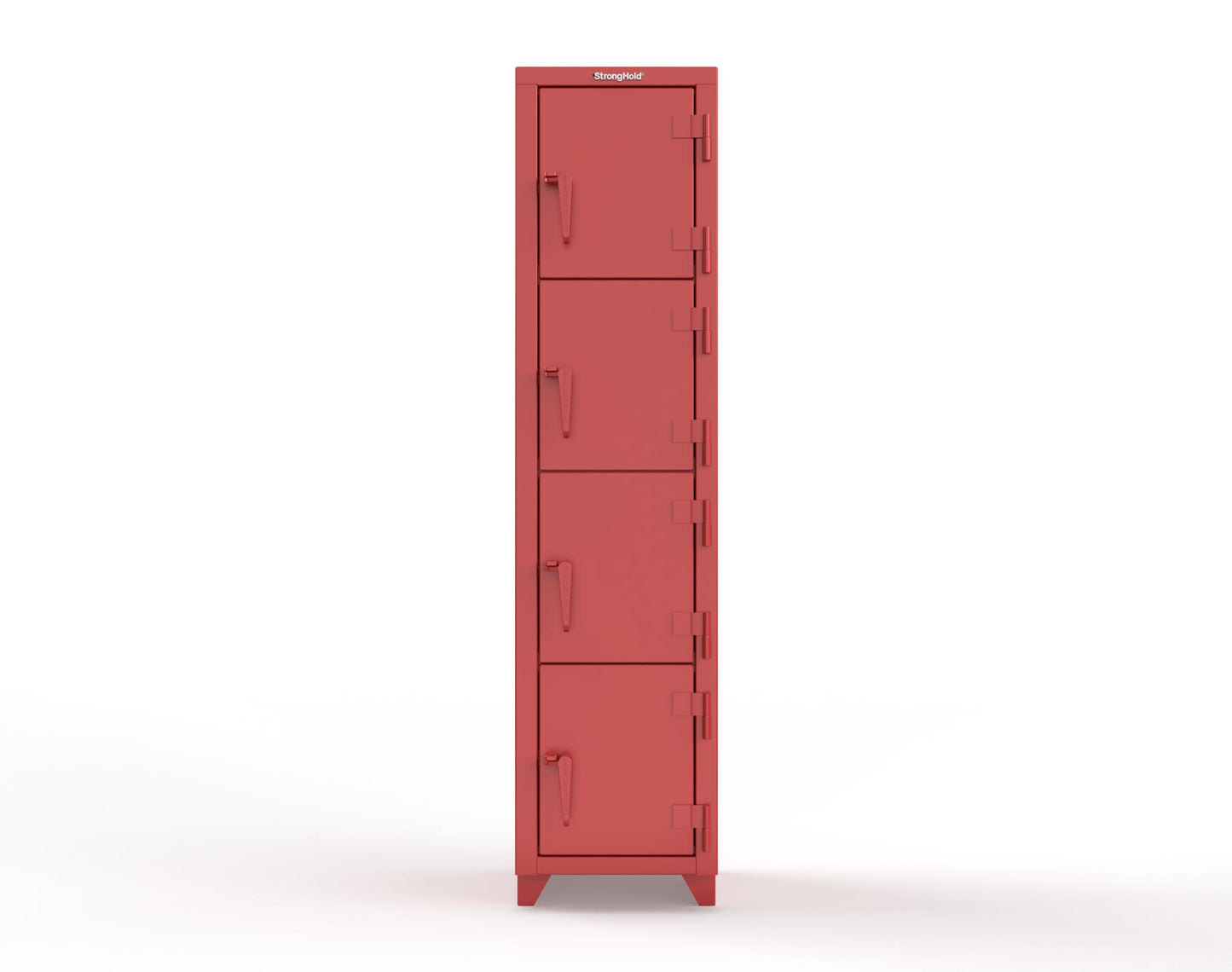Extra Heavy Duty 14 GA 4-Tier Locker, 4 Compartments - 18 in. W x 18 in. D x 75 in. H - 1.66-4D-18-4T-L-3001