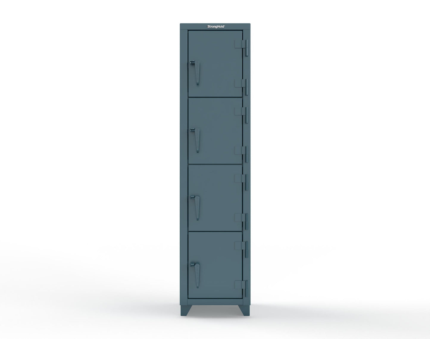 Extra Heavy Duty 14 GA 4-Tier Locker, 4 Compartments - 18 in. W x 18 in. D x 75 in. H - 1.66-4D-18-4T-L-5001