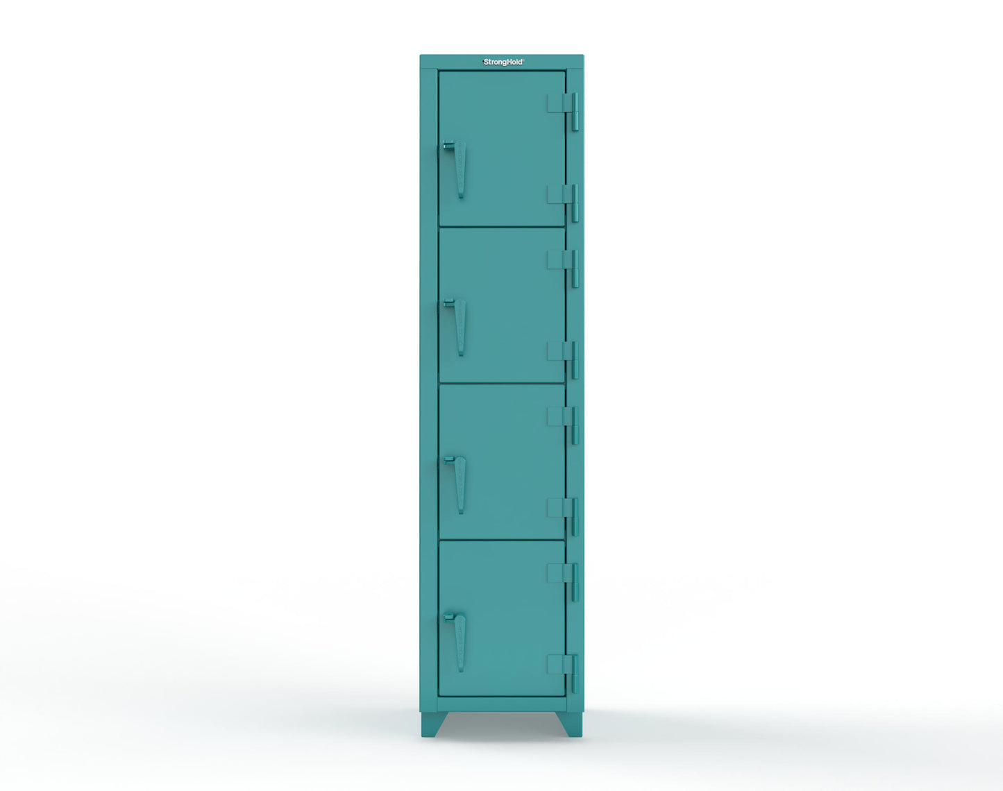 Extra Heavy Duty 14 GA 4-Tier Locker, 4 Compartments - 18 in. W x 18 in. D x 75 in. H - 1.66-4D-18-4T-L-5021