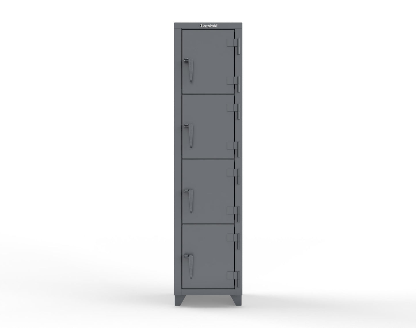 Extra Heavy Duty 14 GA 4-Tier Locker, 4 Compartments - 18 in. W x 18 in. D x 75 in. H - 1.66-4D-18-4T-L-7024