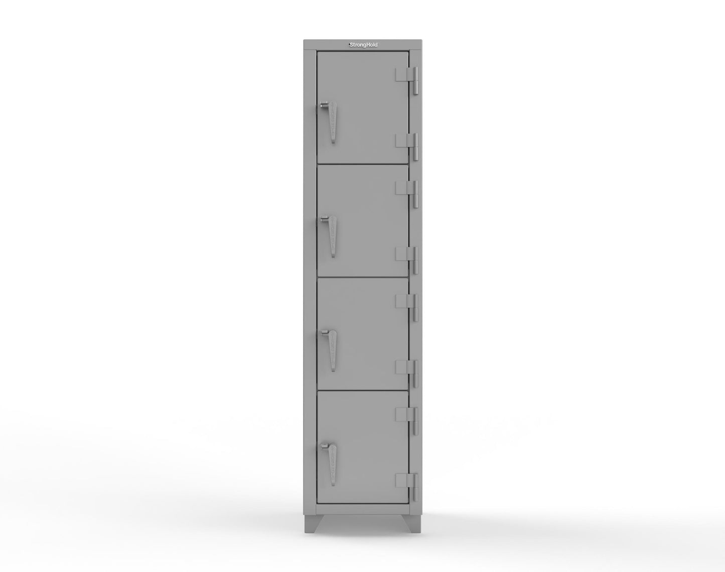 Extra Heavy Duty 14 GA 4-Tier Locker, 4 Compartments - 18 in. W x 18 in. D x 75 in. H - 1.66-4D-18-4T-L-7037