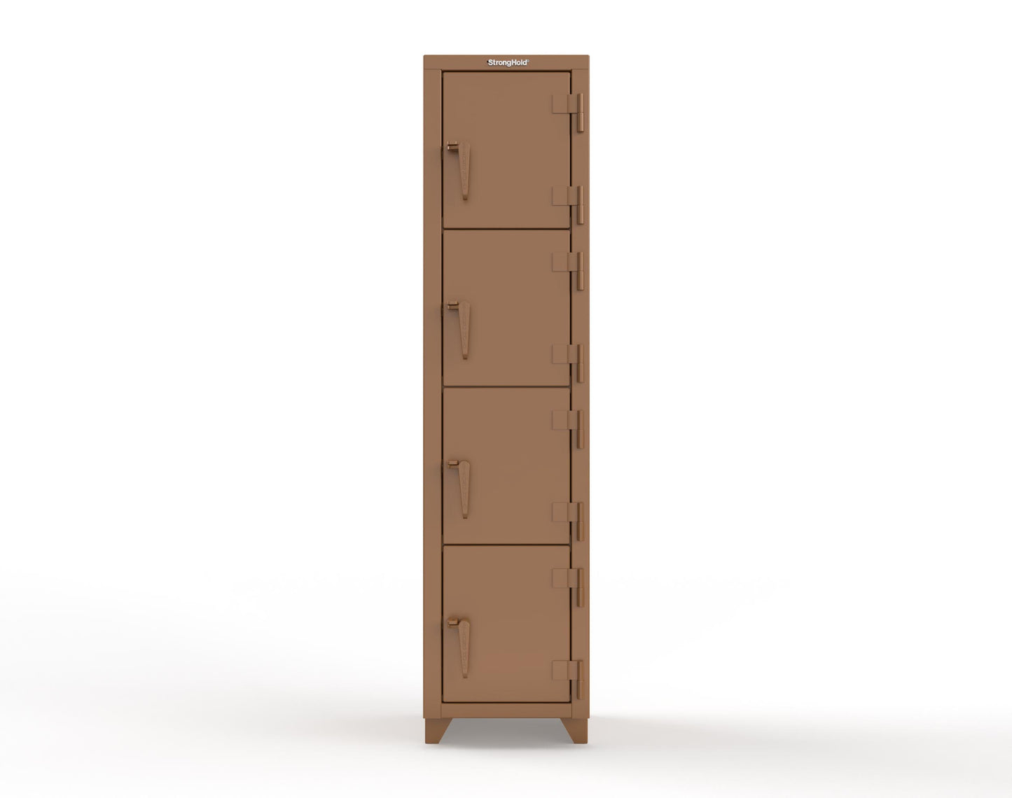 Extra Heavy Duty 14 GA 4-Tier Locker, 4 Compartments - 18 in. W x 18 in. D x 75 in. H - 1.66-4D-18-4T-L-8008