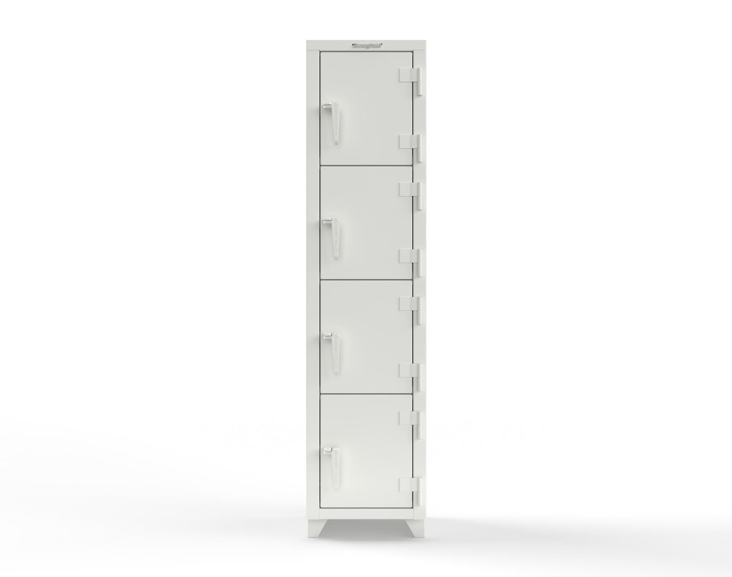 Extra Heavy Duty 14 GA 4-Tier Locker, 4 Compartments - 18 in. W x 18 in. D x 75 in. H - 1.66-4D-18-4T-L-9003
