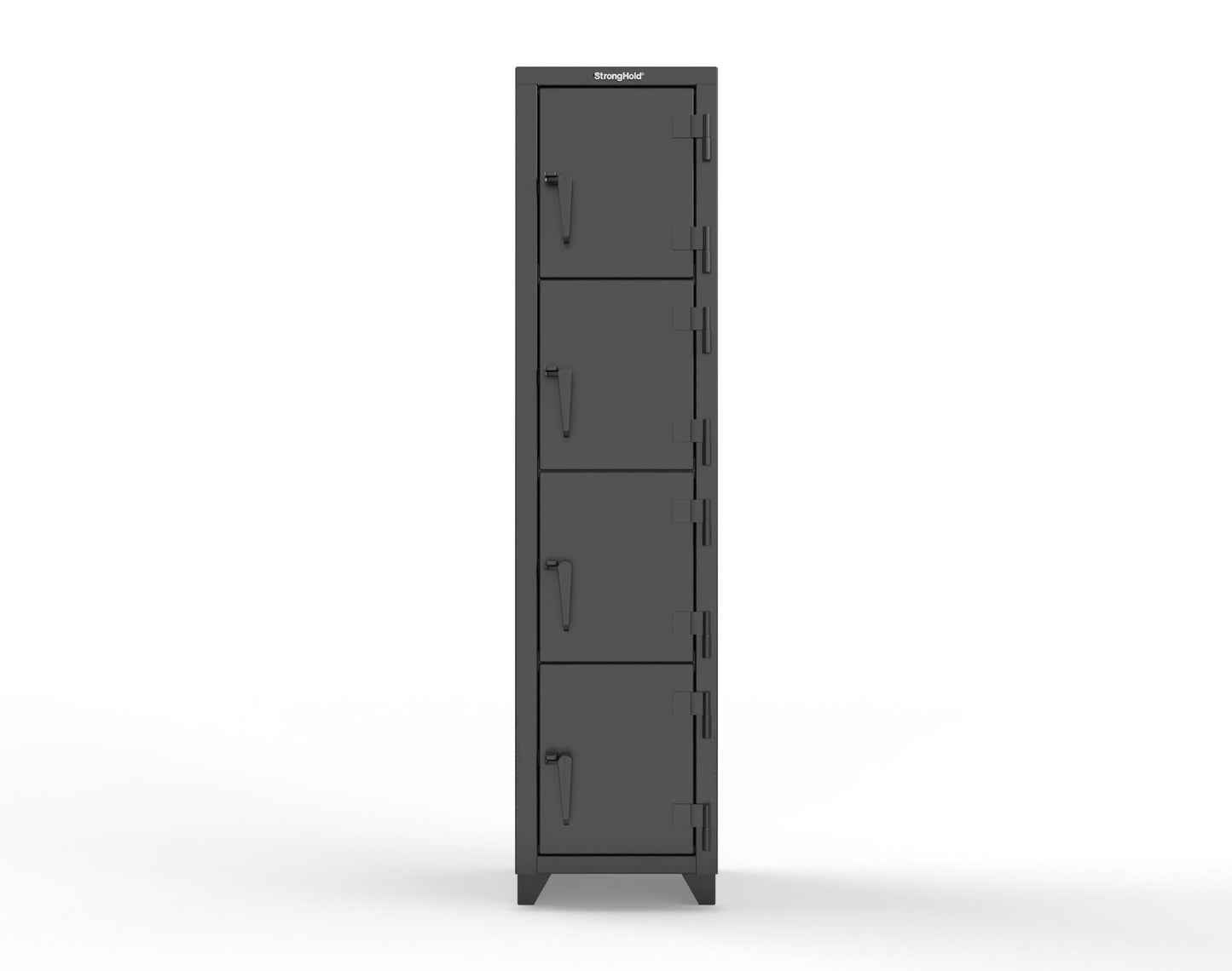 Extra Heavy Duty 14 GA 4-Tier Locker, 4 Compartments - 18 in. W x 18 in. D x 75 in. H - 1.66-4D-18-4T-L-9005