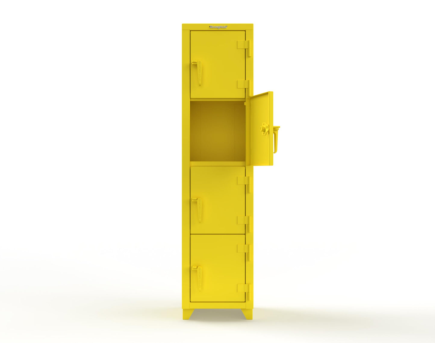 Extra Heavy Duty 14 GA 4-Tier Locker, 4 Compartments - 18 in. W x 18 in. D x 75 in. H - 1.66-4D-18-4T-L-1021