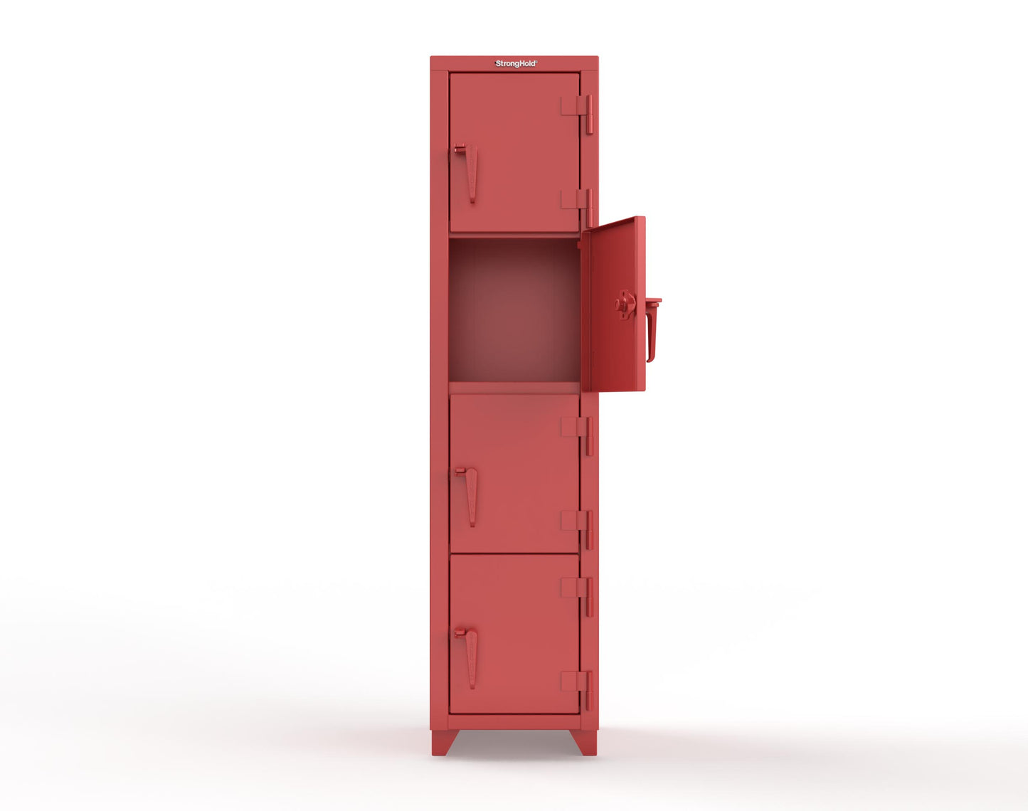 Extra Heavy Duty 14 GA 4-Tier Locker, 4 Compartments - 18 in. W x 18 in. D x 75 in. H - 1.66-4D-18-4T-L-3001