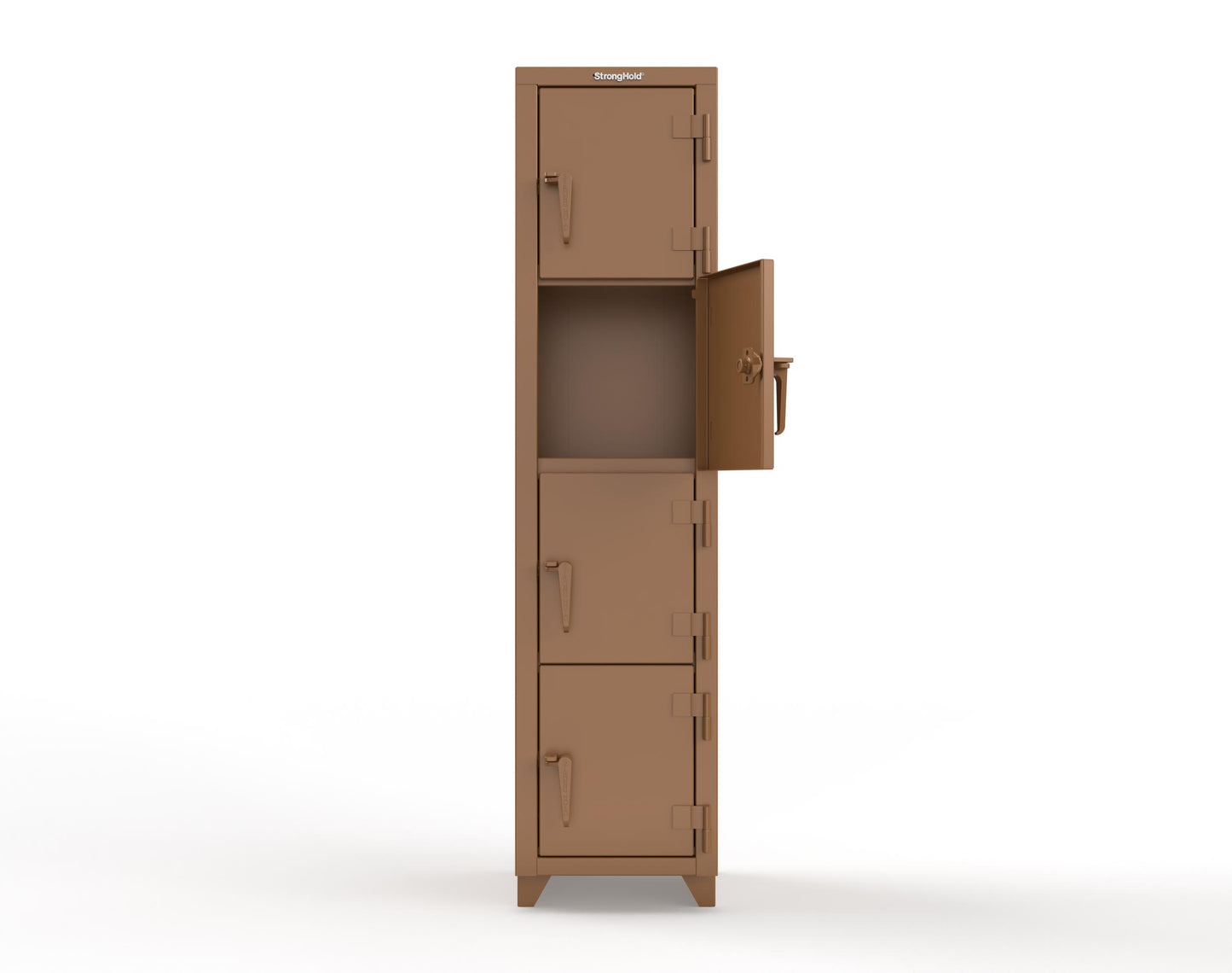 Extra Heavy Duty 14 GA 4-Tier Locker, 4 Compartments - 18 in. W x 18 in. D x 75 in. H - 1.66-4D-18-4T-L-8008