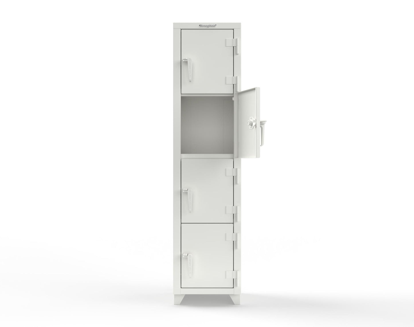 Extra Heavy Duty 14 GA 4-Tier Locker, 4 Compartments - 18 in. W x 18 in. D x 75 in. H - 1.66-4D-18-4T-L-9003