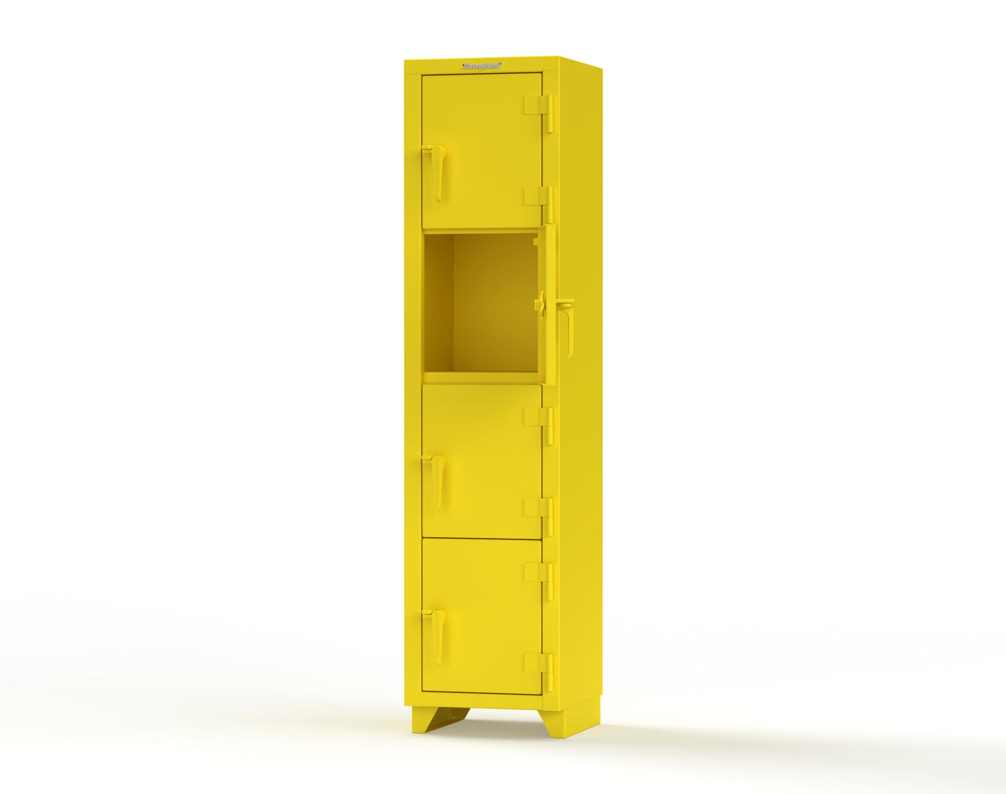 Extra Heavy Duty 14 GA 4-Tier Locker, 4 Compartments - 18 in. W x 18 in. D x 75 in. H - 1.66-4D-18-4T-L-1021