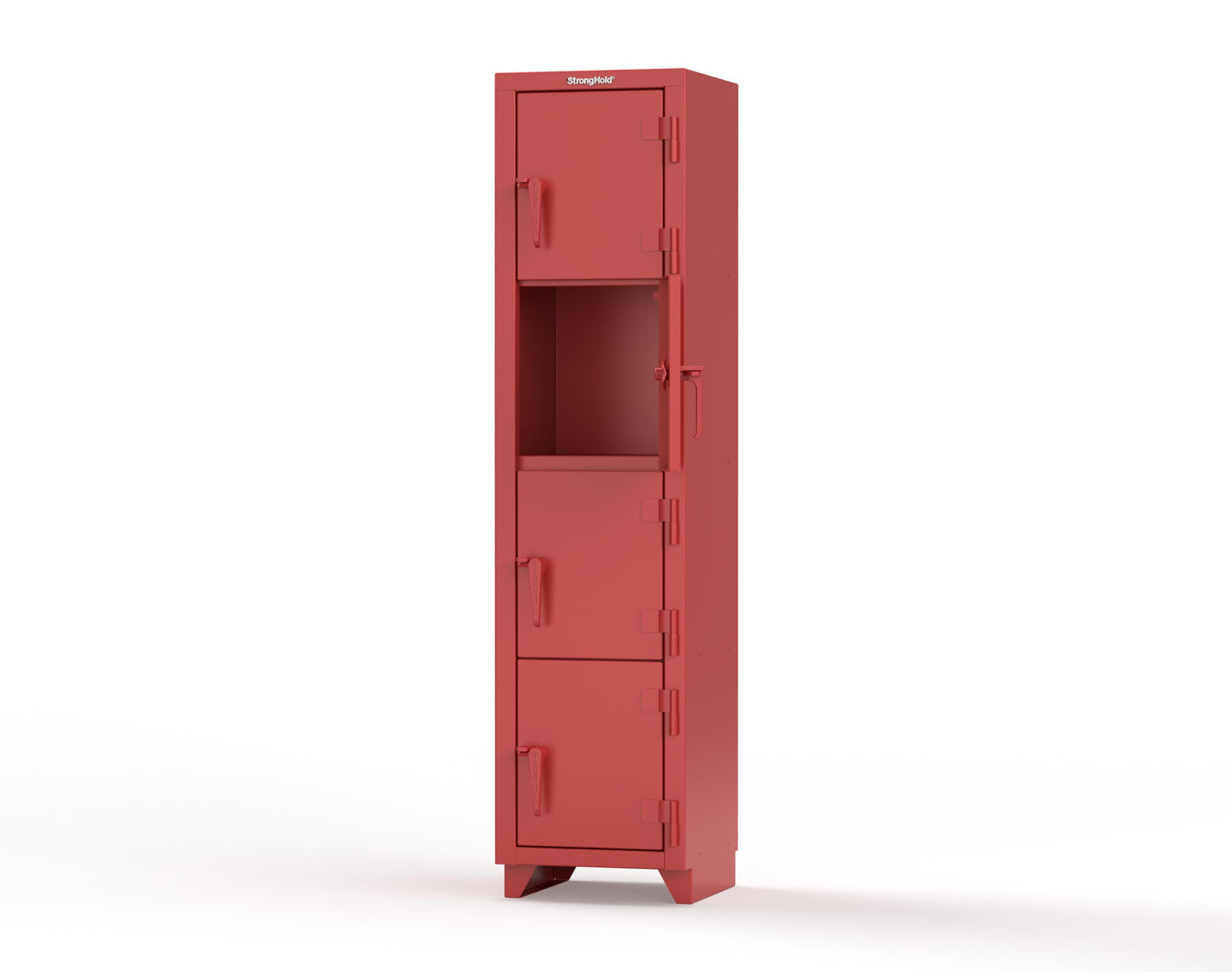 Extra Heavy Duty 14 GA 4-Tier Locker, 4 Compartments - 18 in. W x 18 in. D x 75 in. H - 1.66-4D-18-4T-L-3001