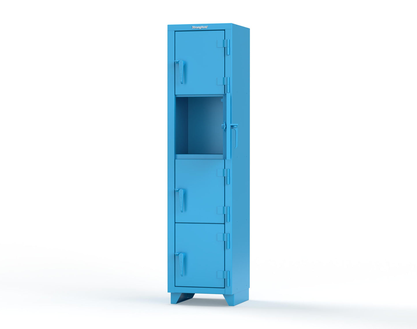 Extra Heavy Duty 14 GA 4-Tier Locker, 4 Compartments - 18 in. W x 18 in. D x 75 in. H - 1.66-4D-18-4T-L-5012