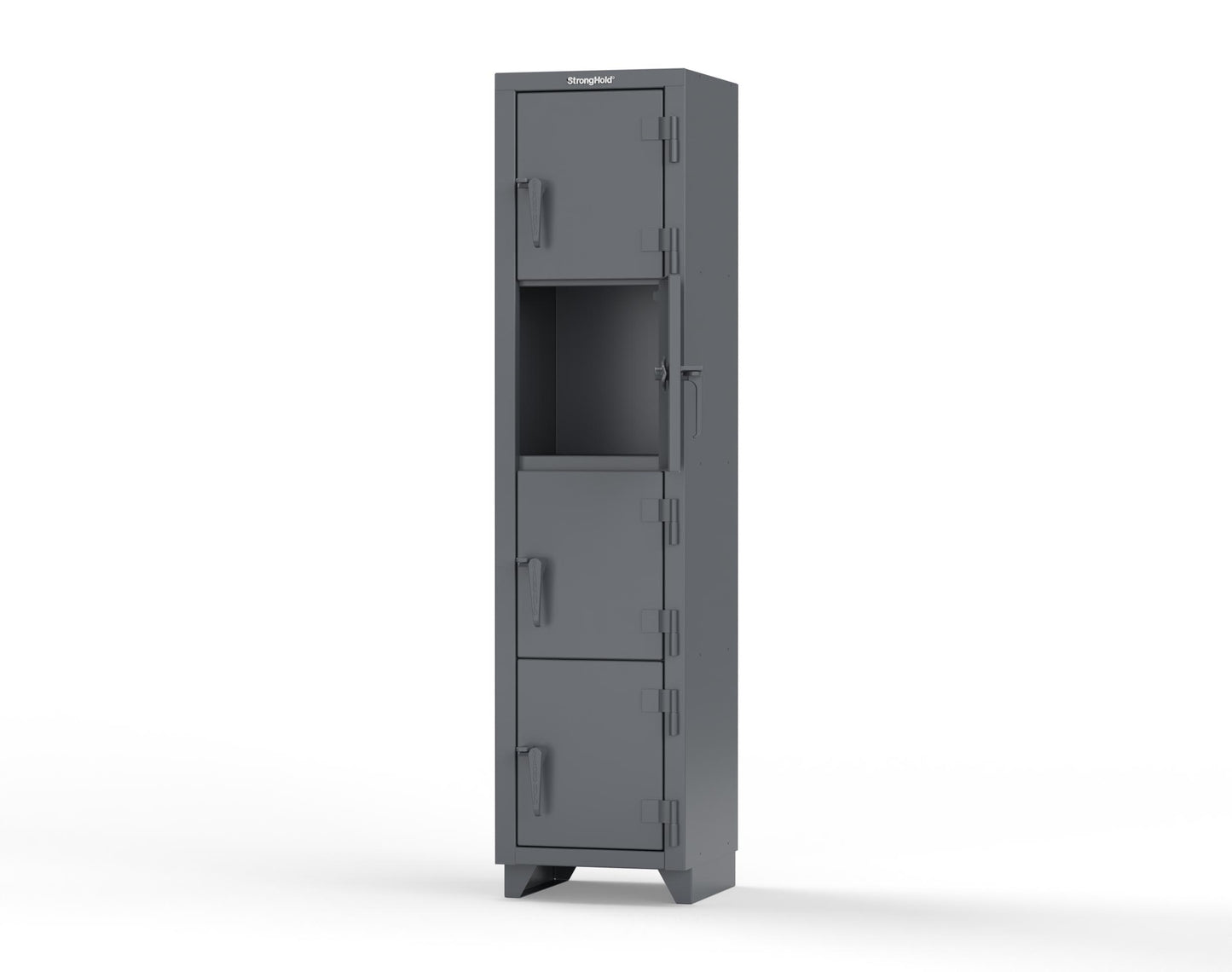 Extra Heavy Duty 14 GA 4-Tier Locker, 4 Compartments - 18 in. W x 18 in. D x 75 in. H - 1.66-4D-18-4T-L-7024