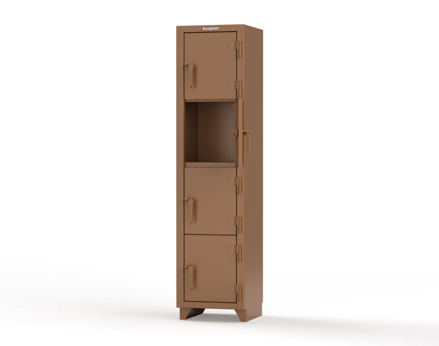 Extra Heavy Duty 14 GA 4-Tier Locker, 4 Compartments - 18 in. W x 18 in. D x 75 in. H - 1.66-4D-18-4T-L-8008